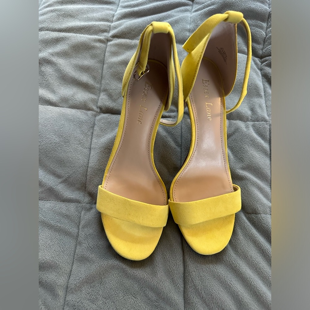 Yellow Suede Essex Lane Open Toe Heels